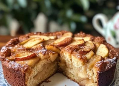 Torta di Mele della Nonna su un piatto decorato con mele fresche.