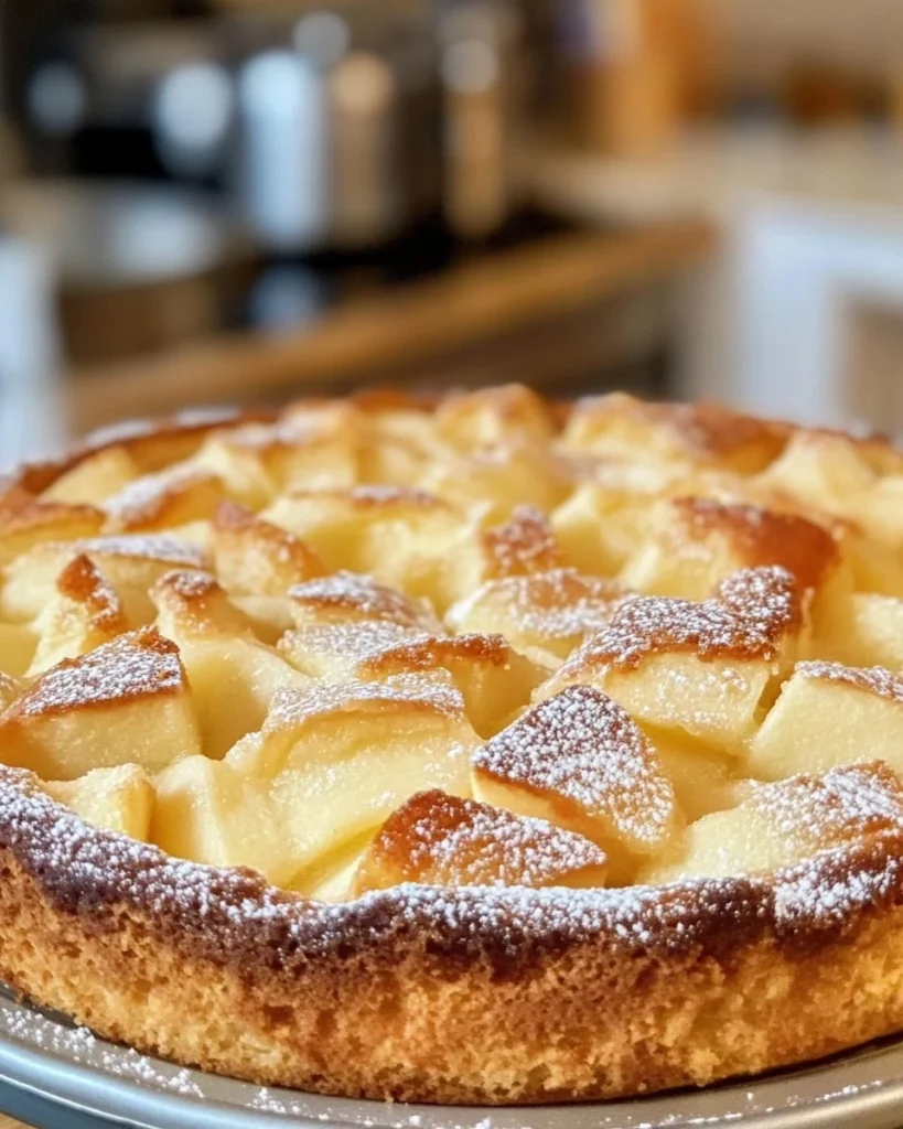 Fetta di torta di mele e mascarpone con mele fresche