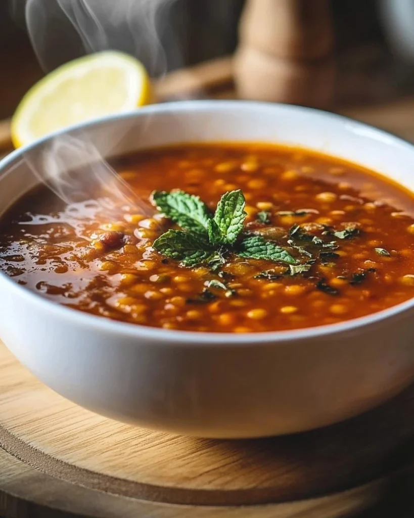 Deliziosa Zuppa Turca servita in una ciotola con ingredienti freschi