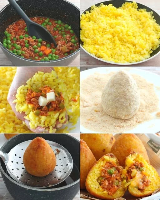 Deliziosi arancini di riso fritti, tipici della cucina italiana.