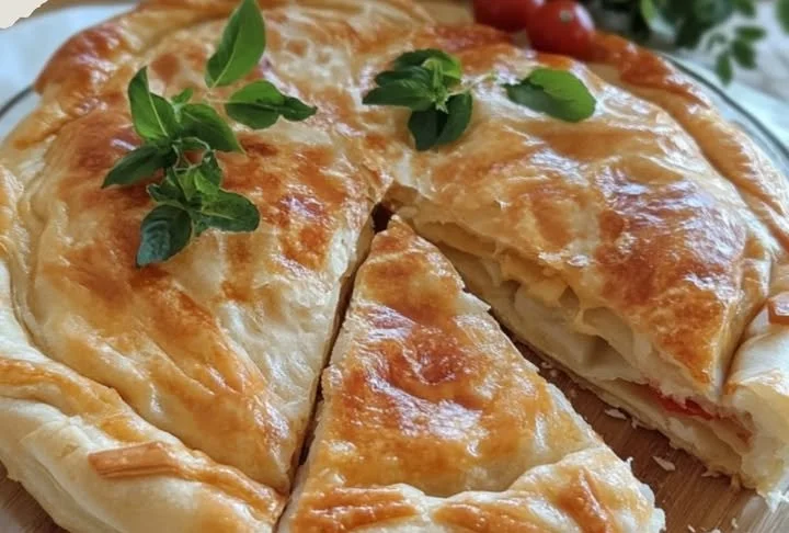 Burek tradizionale preparato con pasta sfoglia e ripieno succulento
