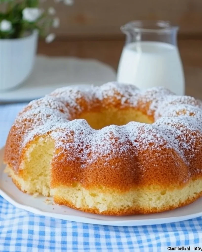 Ciambella al Latte soffice e deliziosa servita su un piatto