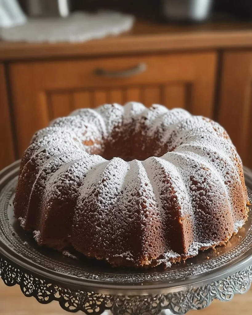 Ciambella cioccolatosa appena sfornata, dolce soffice al cioccolato