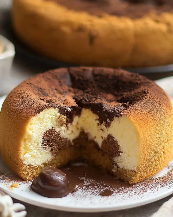 Ciambellone al tiramisù decorato con cacao e caffè