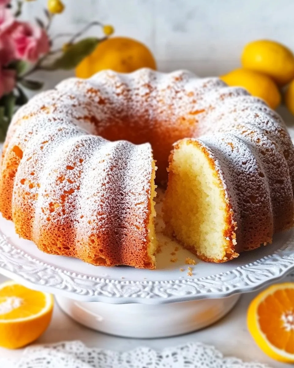 Ciambellone alto e soffice, dolce tradizionale italiano, pronto da servire