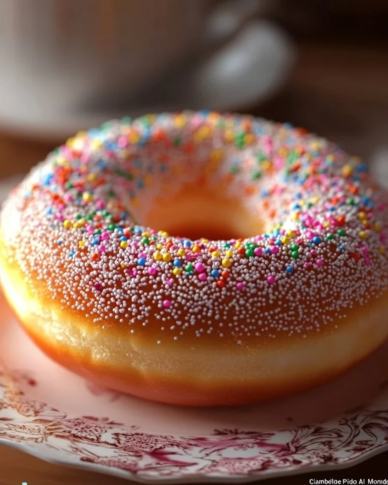 Ciambellone morbido appena sfornato su un piatto bianco