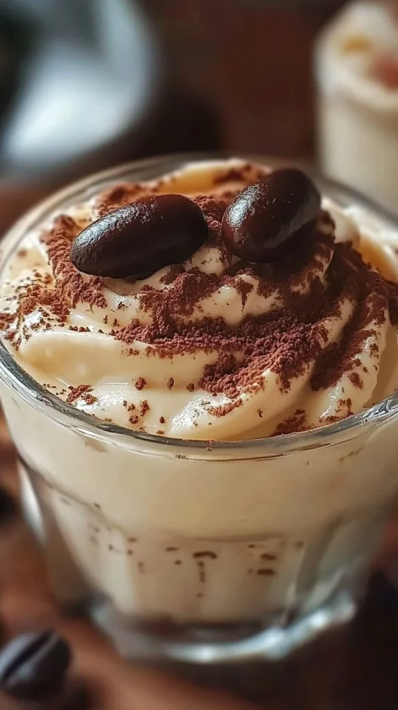 Crema al mascarpone e caffè servita in un elegante piatto dessert