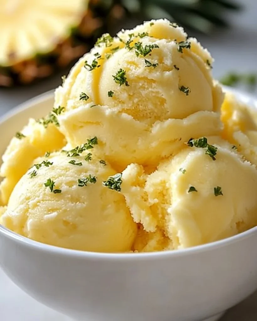Gelato all'Ananas fatto in casa con ingredienti freschi e gustosi.