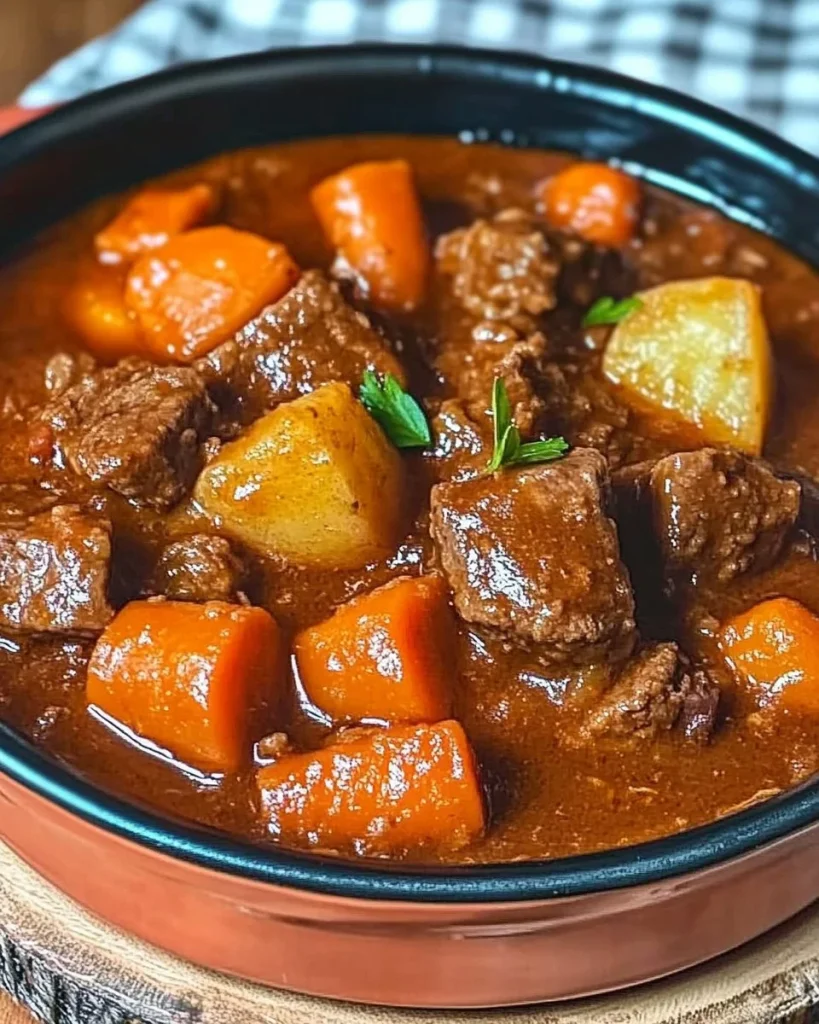 Piatto di gulasch ungherese servito in una ciotola