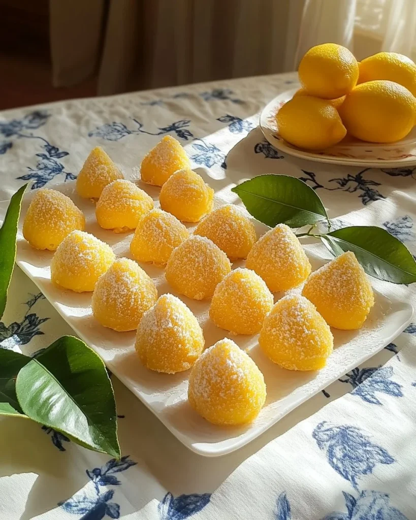 Deliziosi limoncini dolci con limone fresco e zucchero.