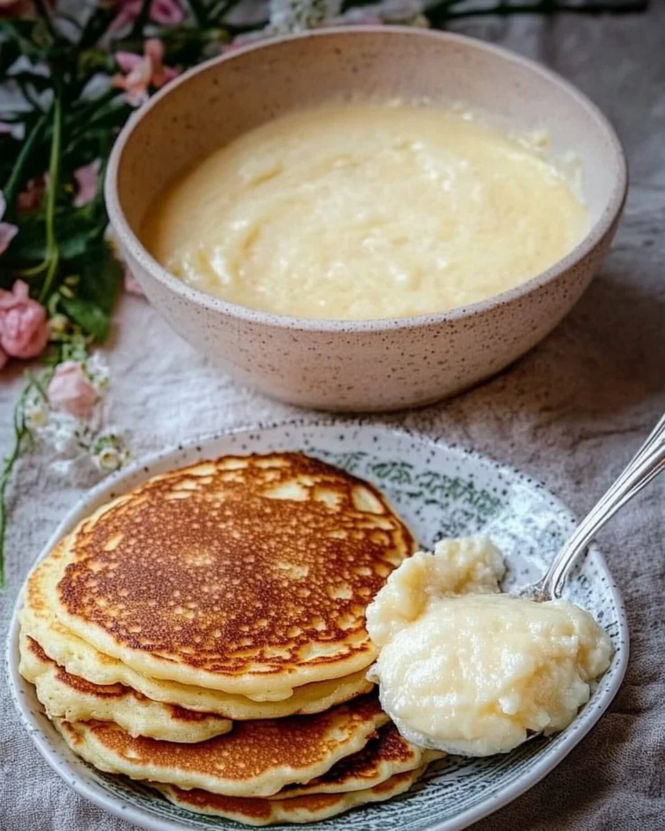 Pancake con yogurt e mele, un delizioso piatto per la colazione