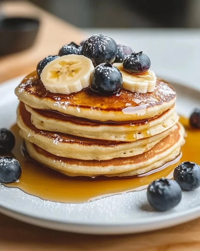 Pancake proteici super soffici su un piatto, ideale per una colazione sana
