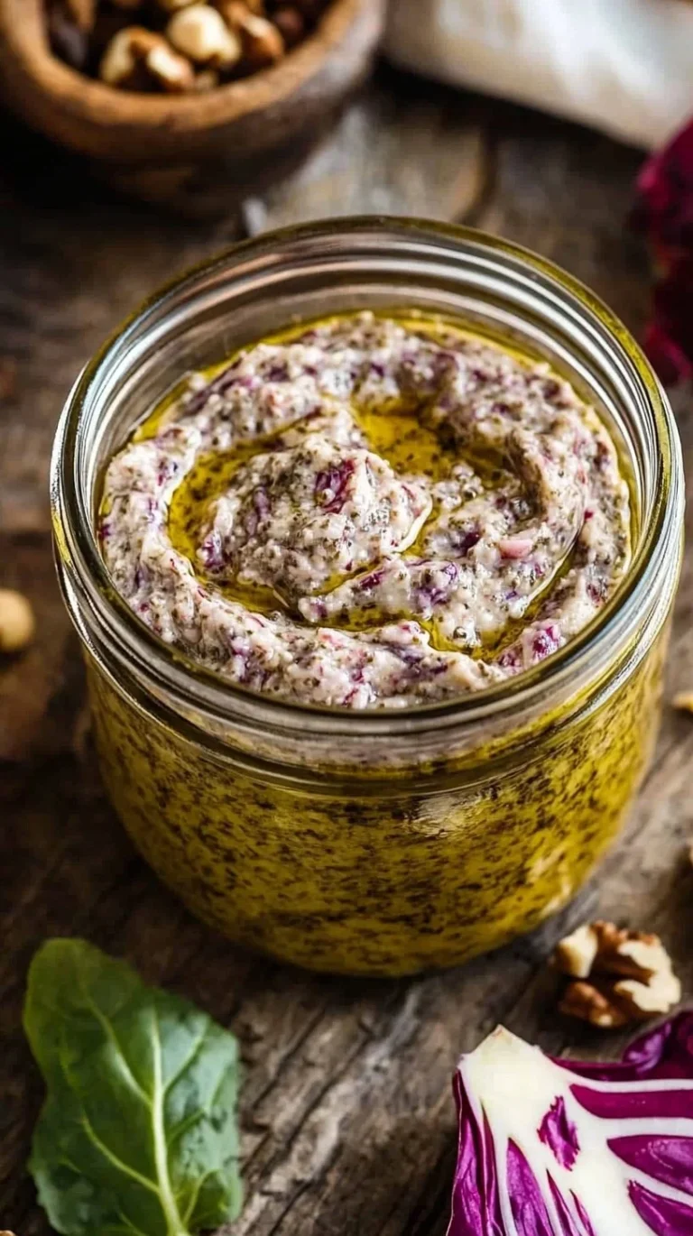 Pesto di radicchio Trevigiano fresco in un barattolo