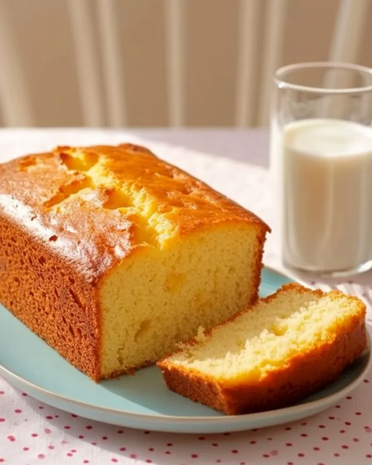 Plumcake super soffice appena sfornato su un piatto decorativo