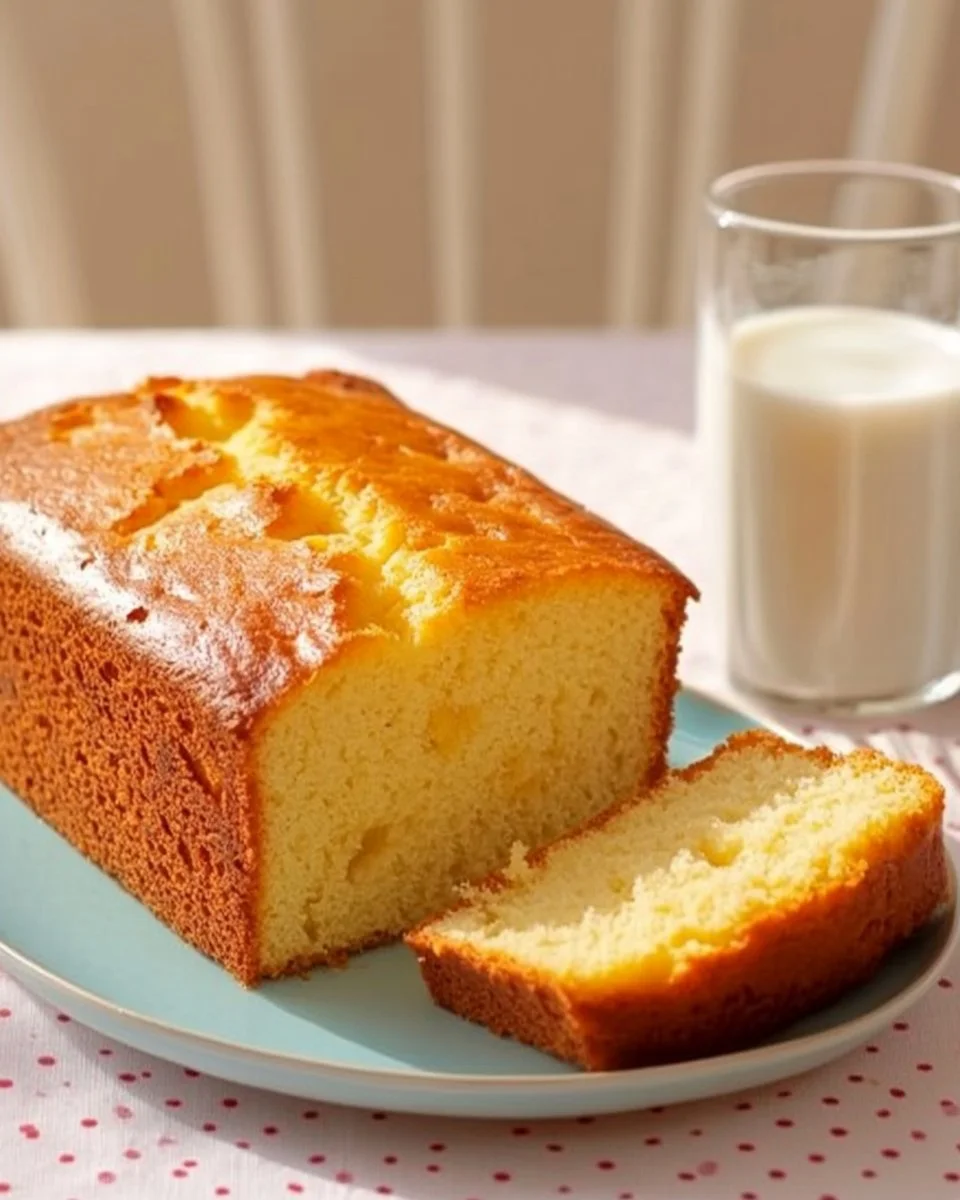 Plumcake super soffice appena sfornato su un piatto decorativo