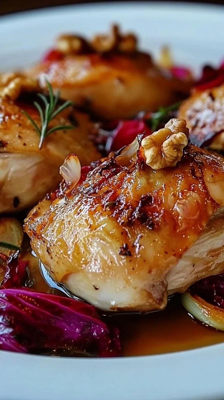 Straccetti di Pollo al Radicchio e Noci serviti su un piatto elegante