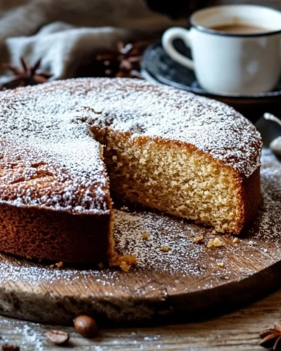 Torta al caffè facile e deliziosa appena sfornata