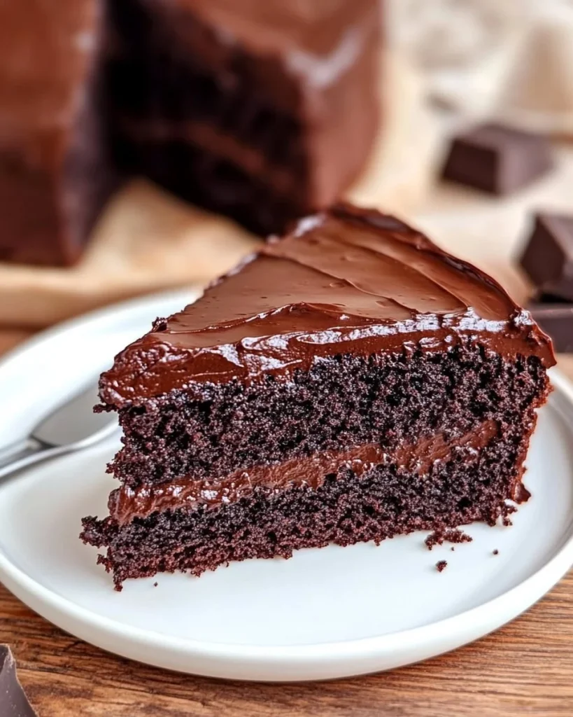 Torta al cioccolato semplice e deliziosa decorata con panna e cioccolato