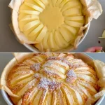 Torta di mele soffice appena sfornata con fette di mela sulla superficie