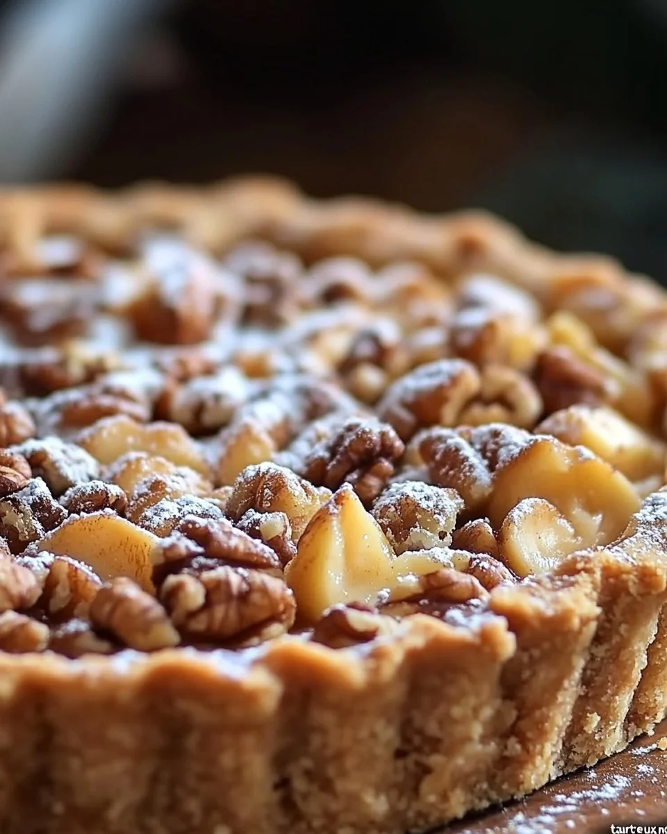 Fetta di Torta di Noci su un piatto decorato, pronta per essere servita.