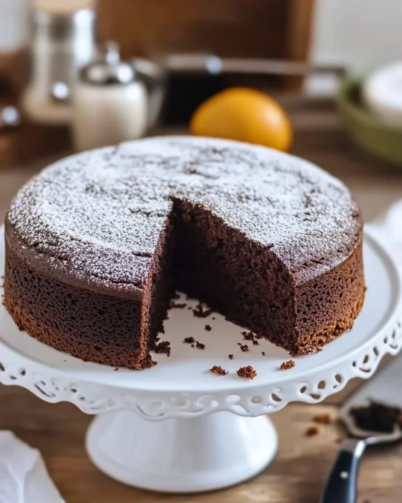 Torta ultra morbida allo yogurt e cioccolato appena sfornata