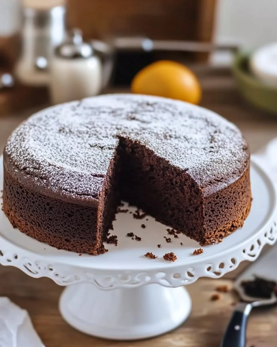 Torta ultra morbida allo yogurt e cioccolato appena sfornata