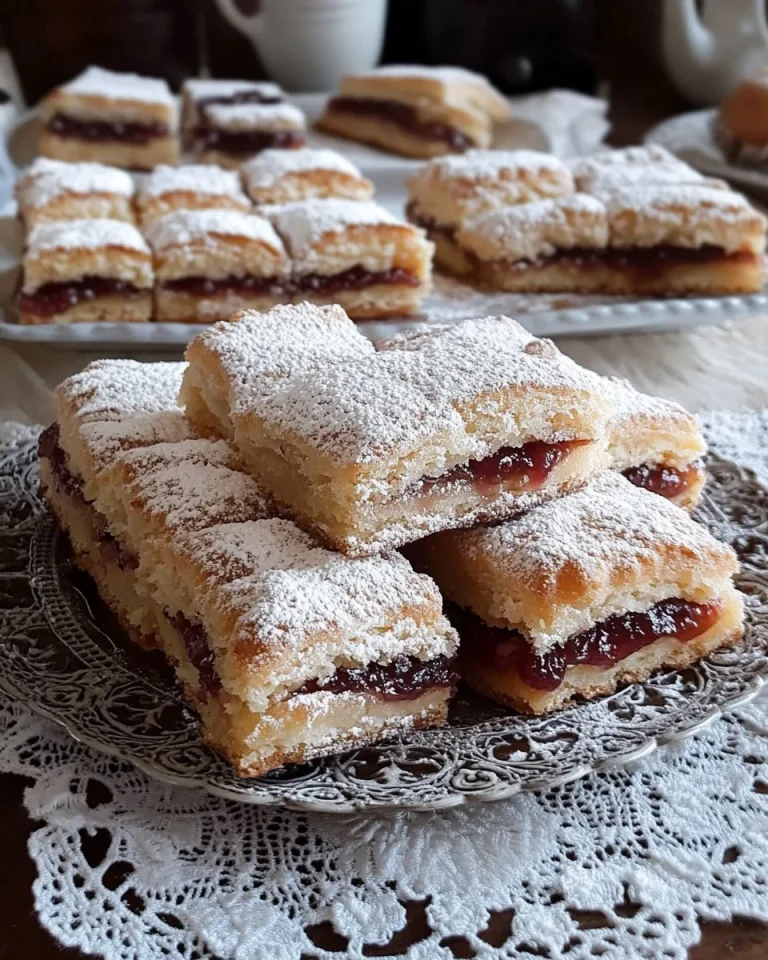 Tranci di frolla morbida con marmellata su un piatto