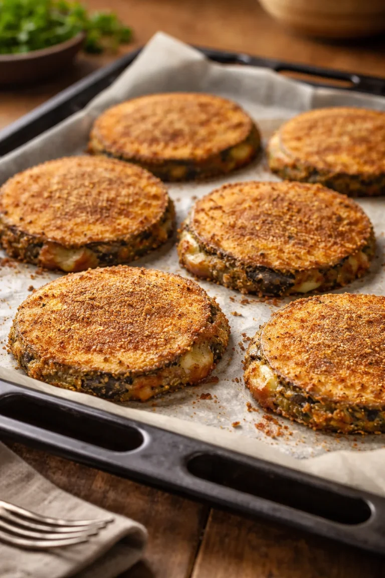 Cotolette di Melanzane Ripiene dorate e appetitose servite su un piatto