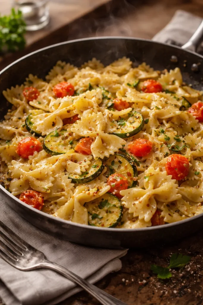 Farfalle zucchine e pomodorini: piatto estivo fresco e colorato
