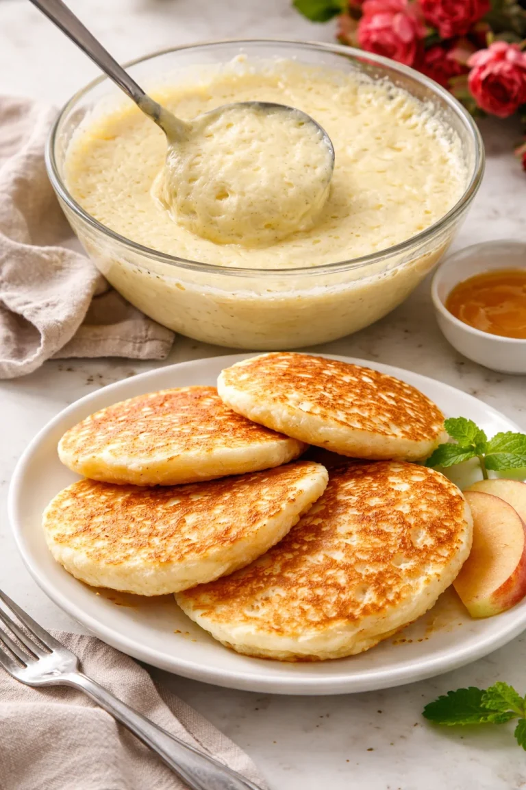 Frittelle con yogurt e mele appena sfornate, dolce e sano