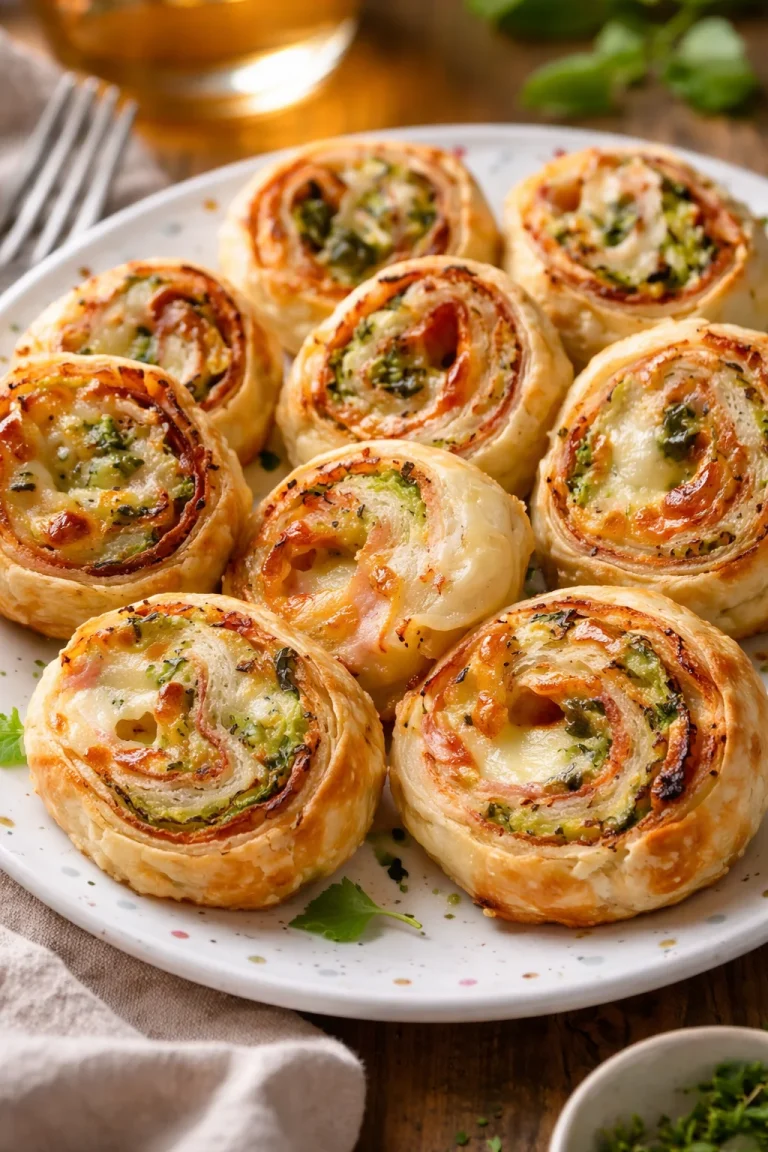 Girelle di Pasta Sfoglia con Zucchine, Cotto e Galbanino pronte da servire.