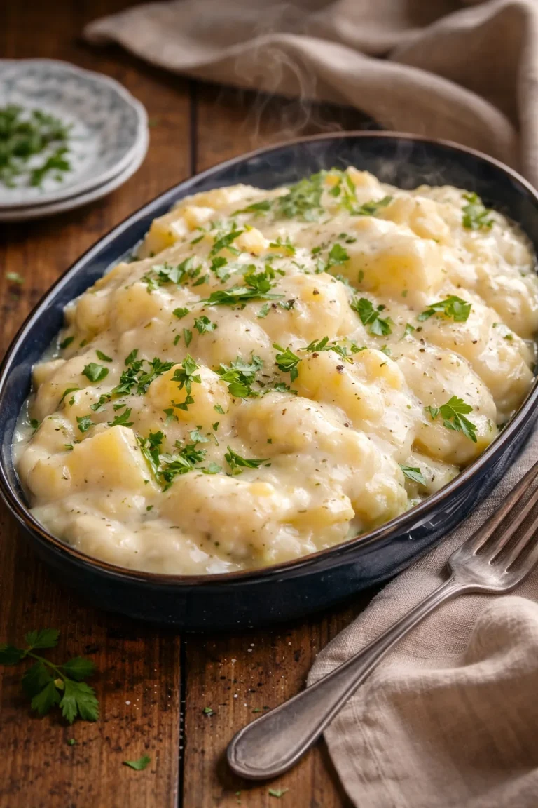 Piatto tradizionale cremoso della nonna preparato con ingredienti freschi