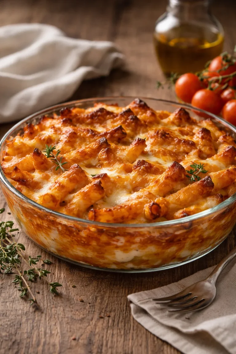 Pasta al Forno ricetta deliziosa con formaggio e sugo