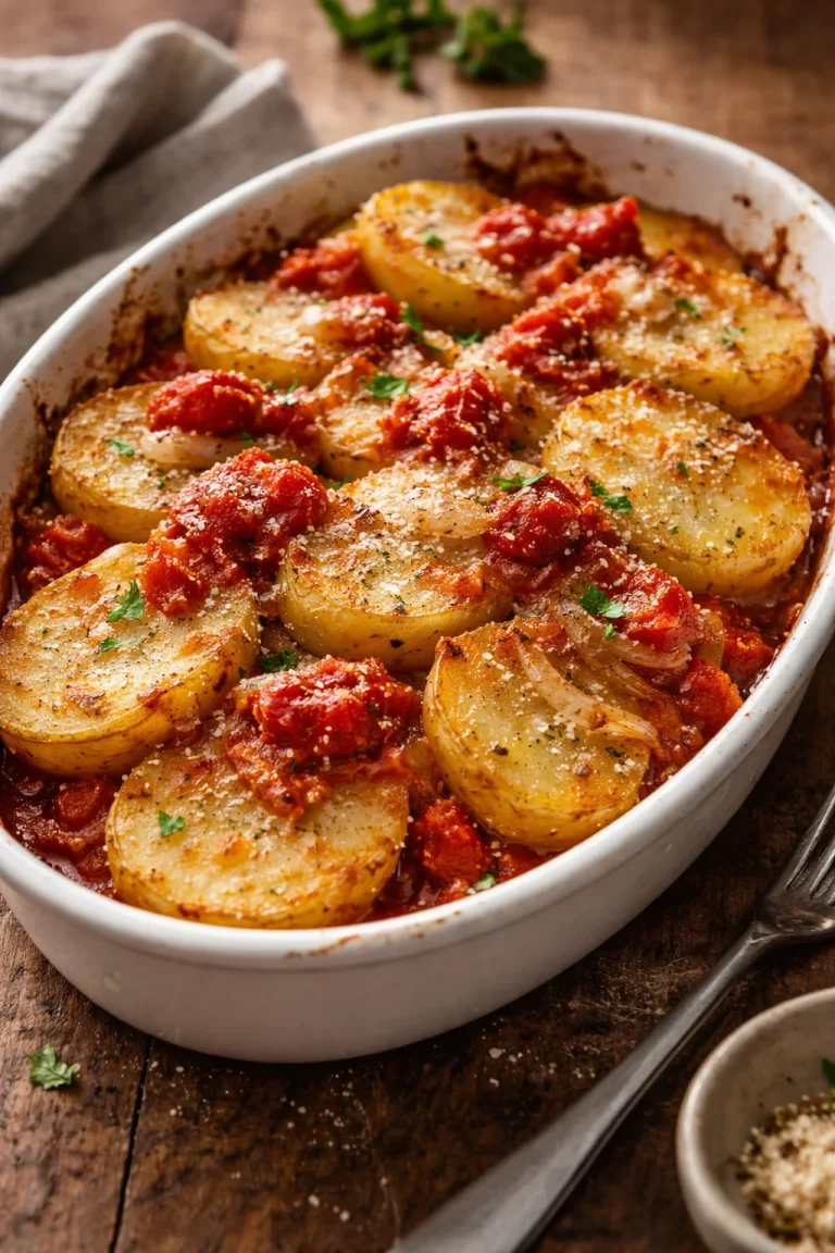 Piatto di Patate alla Pizzaiola con pomodoro e spezie