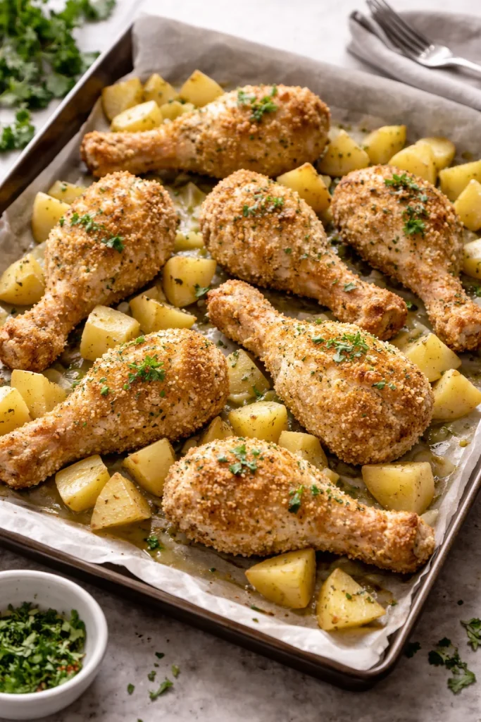Pollo Croccante al Forno servito in un piatto aromatico e invitante