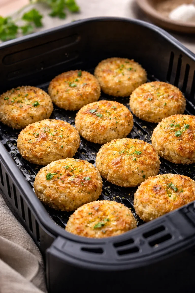 Polpette di cavolfiore dorate su un piatto, pronte da servire.