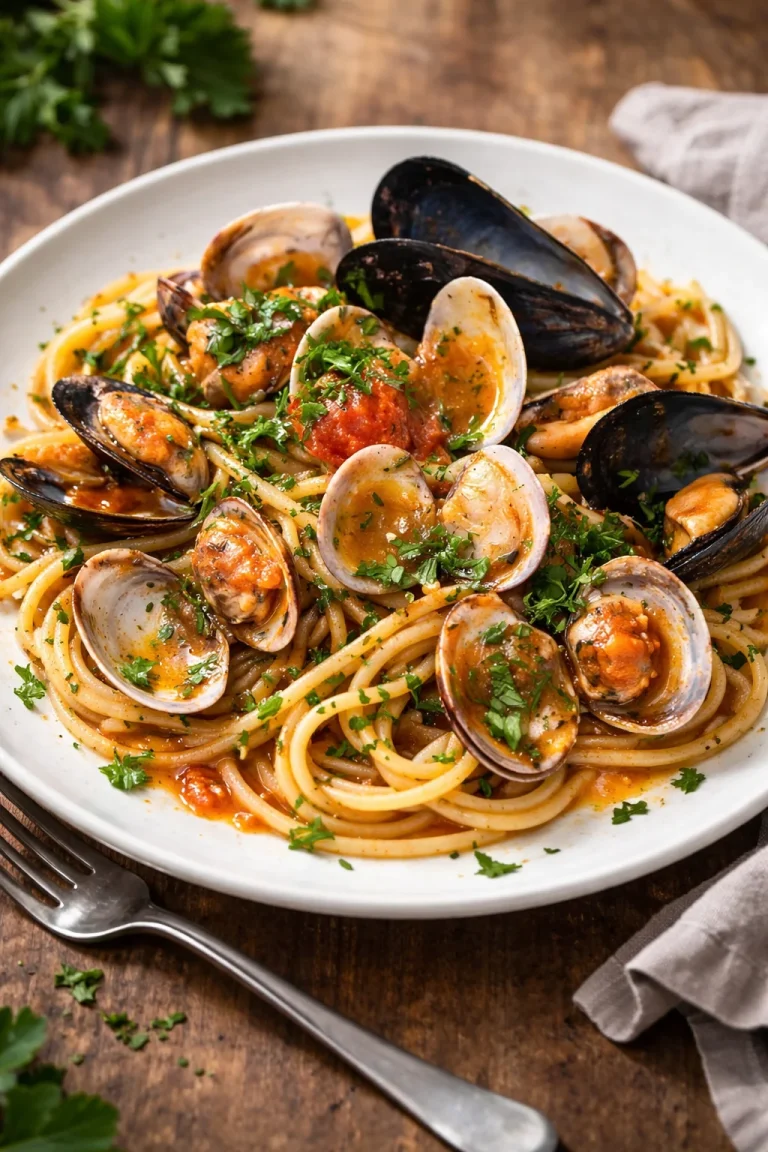 Piatto di Spaghetti con Cozze e Vongole in Tradizione