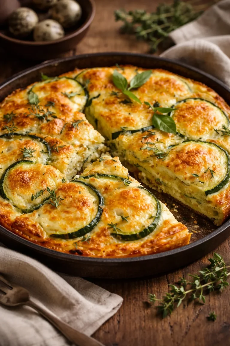 Torta Rustica di Zucchine appena sfornata, piatto saporito e rustico.