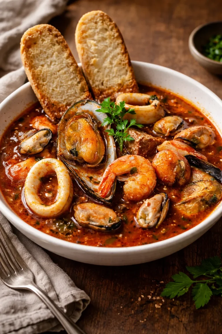 Zuppa di pesce cremosa e veloce fatta in casa, un piatto come al ristorante.